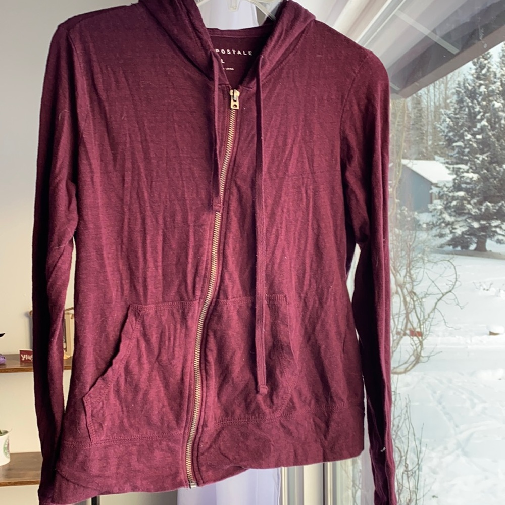 Lightweight purple zip up hoodie